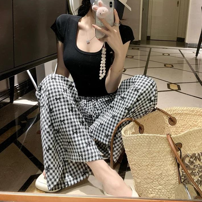 【棉绸】阔腿裤女显瘦裤子长款阔腿裤夏季常规宽松睡裤家居裤