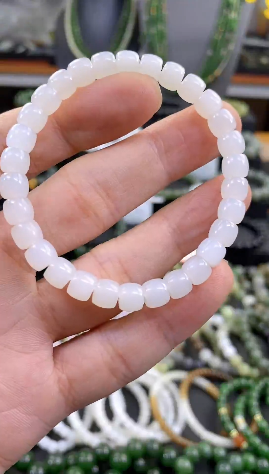 和田玉未镶嵌手串青海料高冰青海料卡7