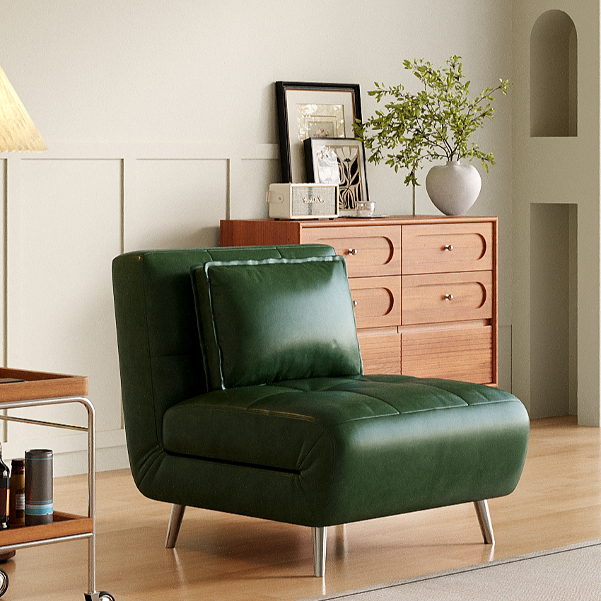 真皮油蜡皮多功能客厅卧室小户型折叠沙发家用床单人折叠床