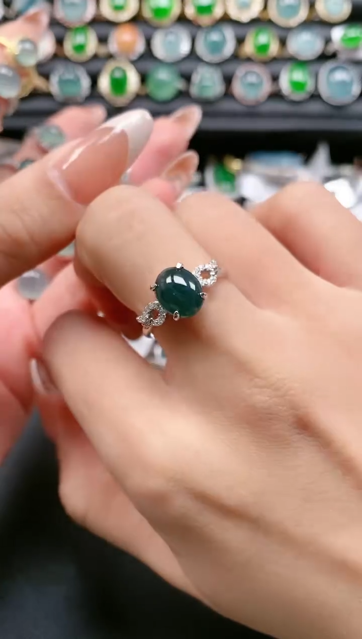 【闪购商品】翡翠戒指银S925镶嵌11111