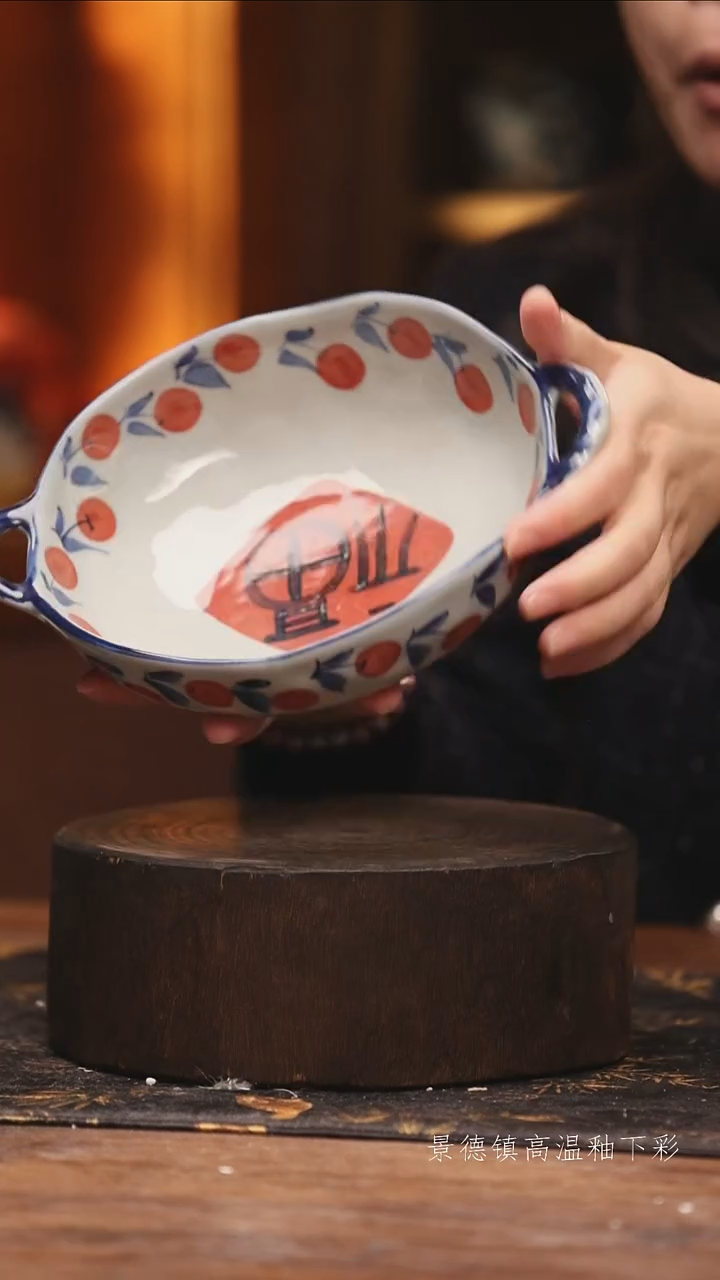 陶瓷景德镇高温釉下手绘陶瓷@L260@