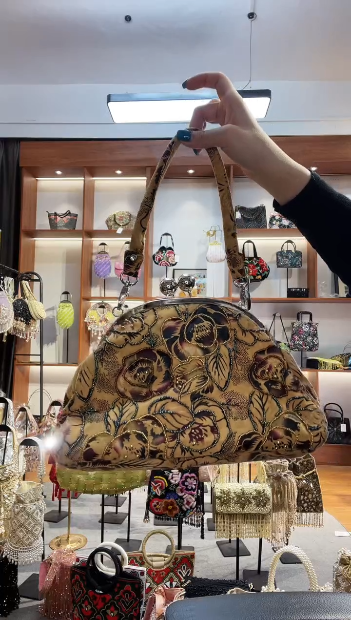 织物17号（多色可选）手工珠珠包包腋下斜跨包手拿包手提晚宴包