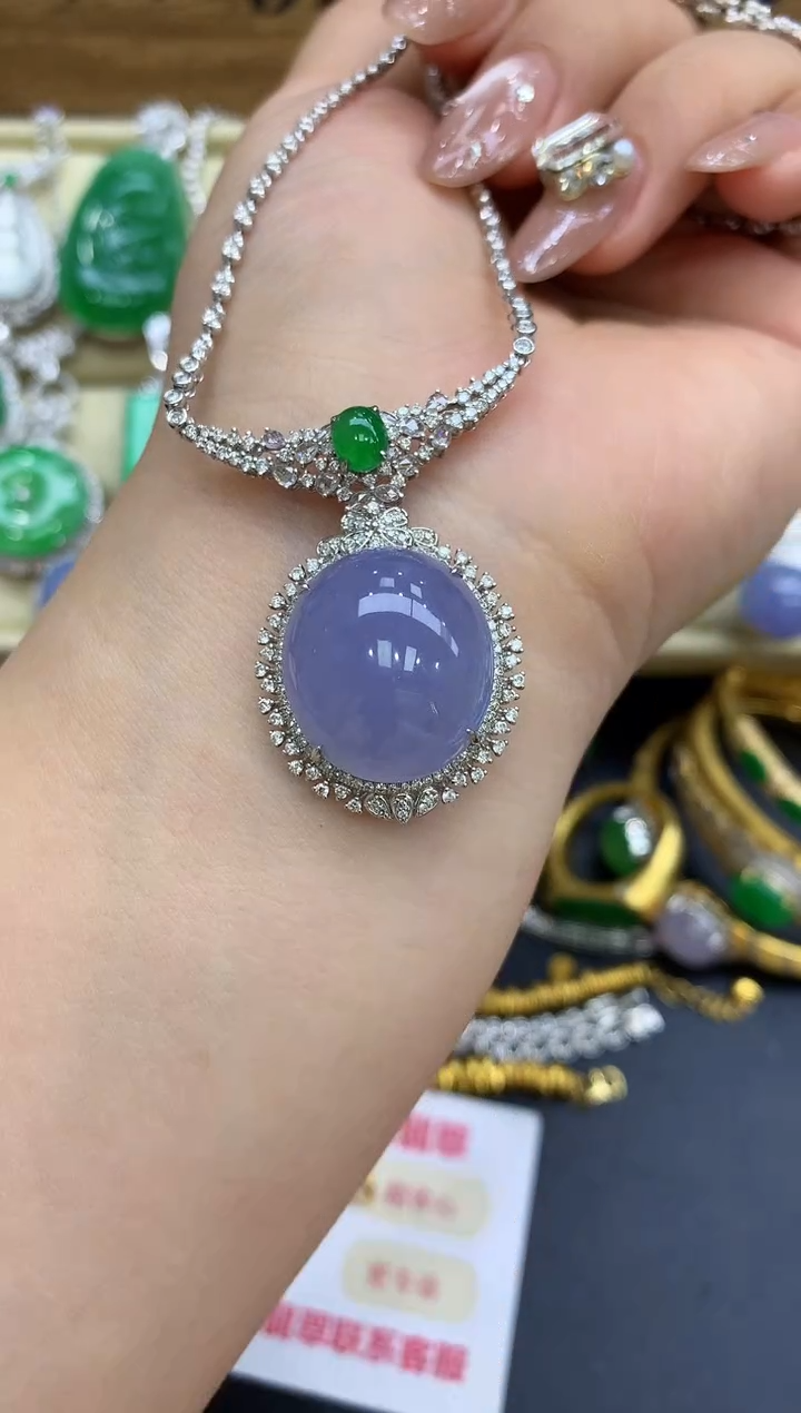 颈饰18K金镶嵌翡翠412-中国好珍宝