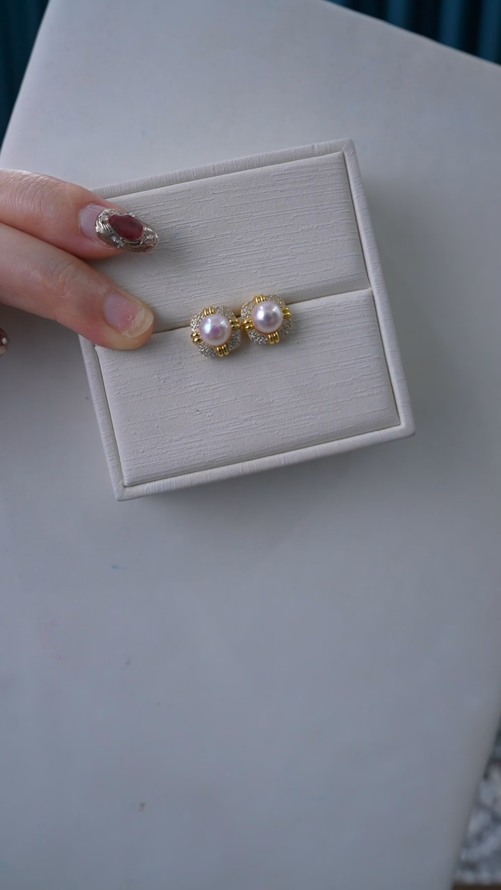 【闪购商品】海水珍珠耳饰银S925镶嵌8-8.5mm akoya耳饰