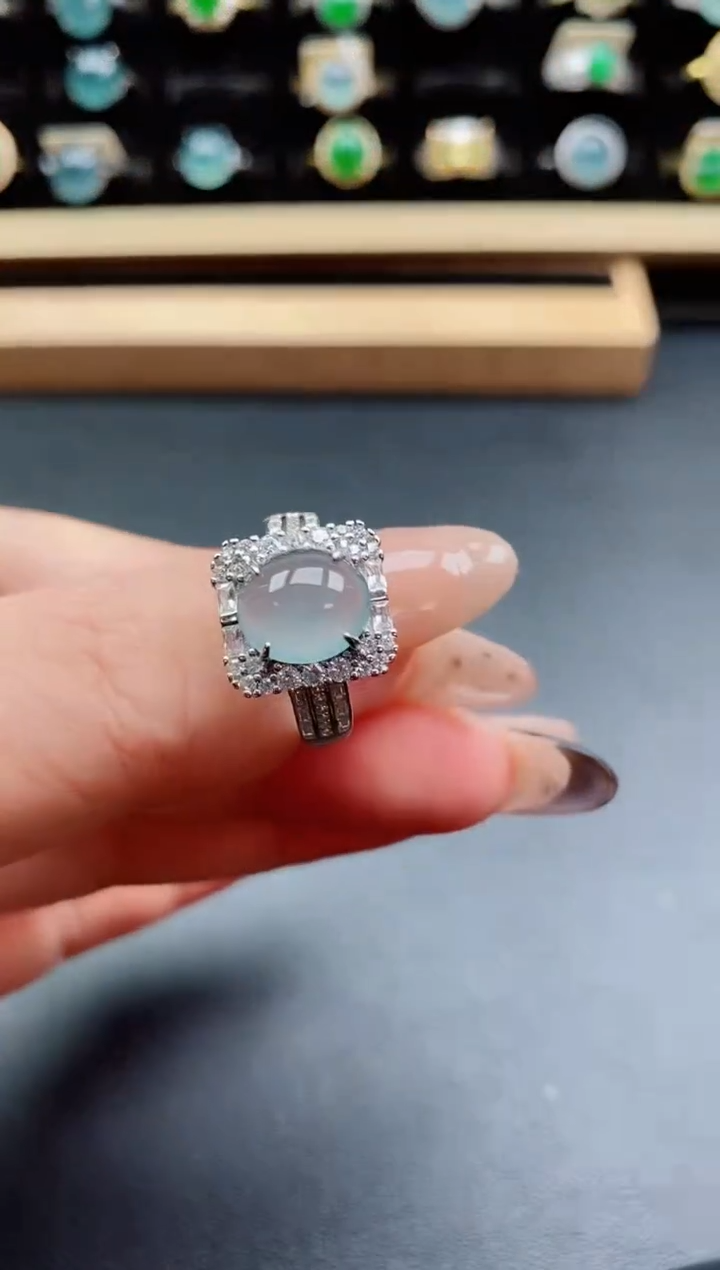 银S925镶嵌戒指翡翠1