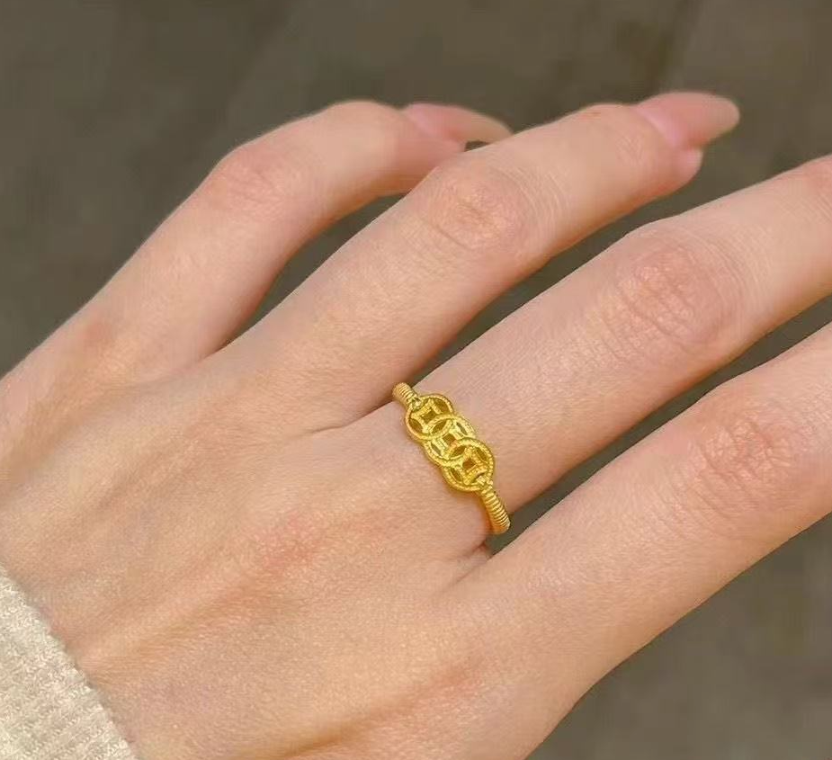 【金总专属】足金999时尚轻奢钱钱黄金戒指1.7克zip