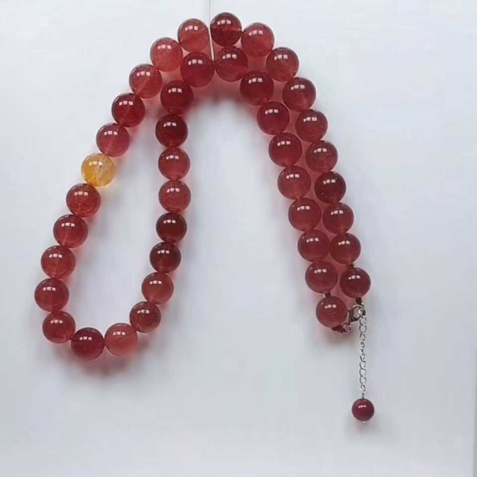 天然辰砂石英质玉多宝项链韦雪同款