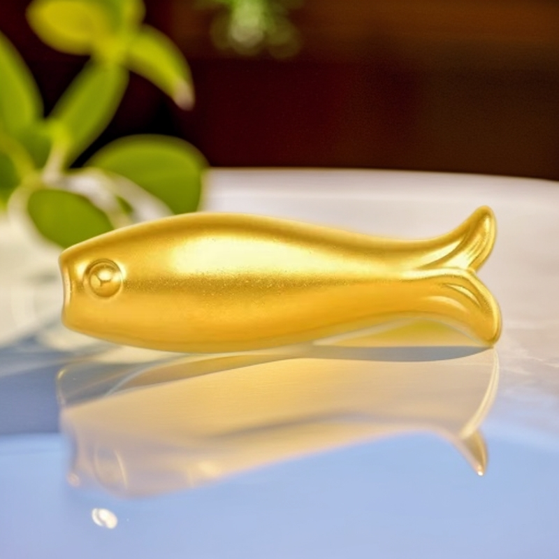 【英豪专属】18K金 小黄鱼年年有鱼小鱼diy配件配饰古风（编红绳）