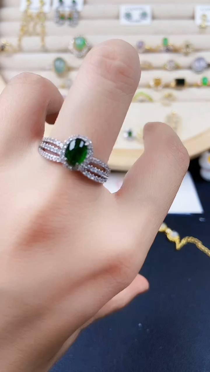 翡翠戒指银S925镶嵌416589