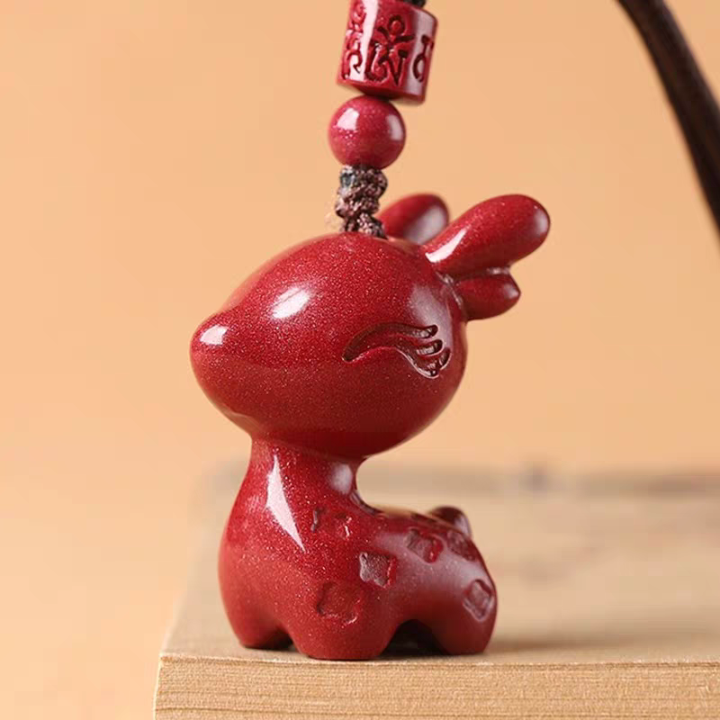含辰砂工艺品保真高含量紫金沙一鹿有你小鹿吊坠挂坠一鹿生花车挂