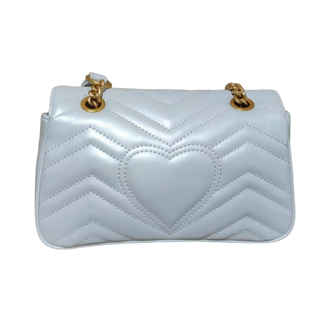 TOLEX2025新款手工时尚女包珠光爱心粉色/蓝22cm