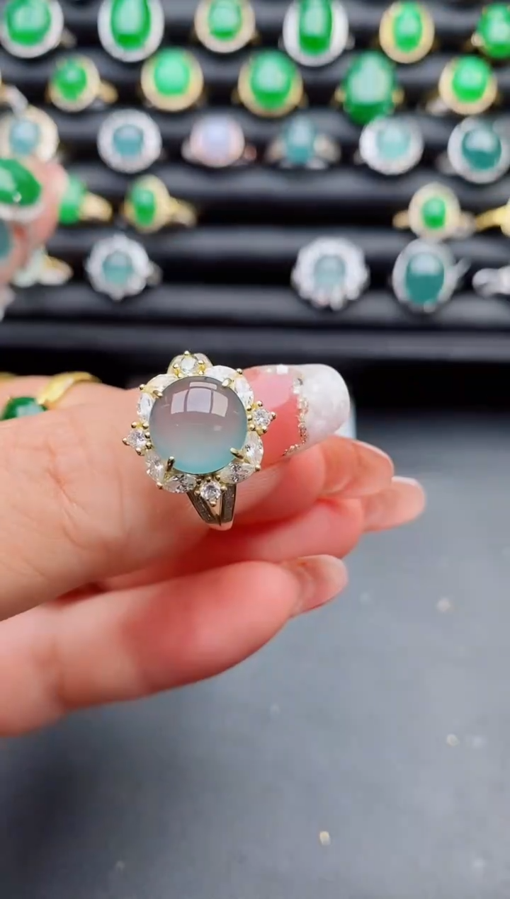 【闪购商品】翡翠戒指银S925镶嵌508080