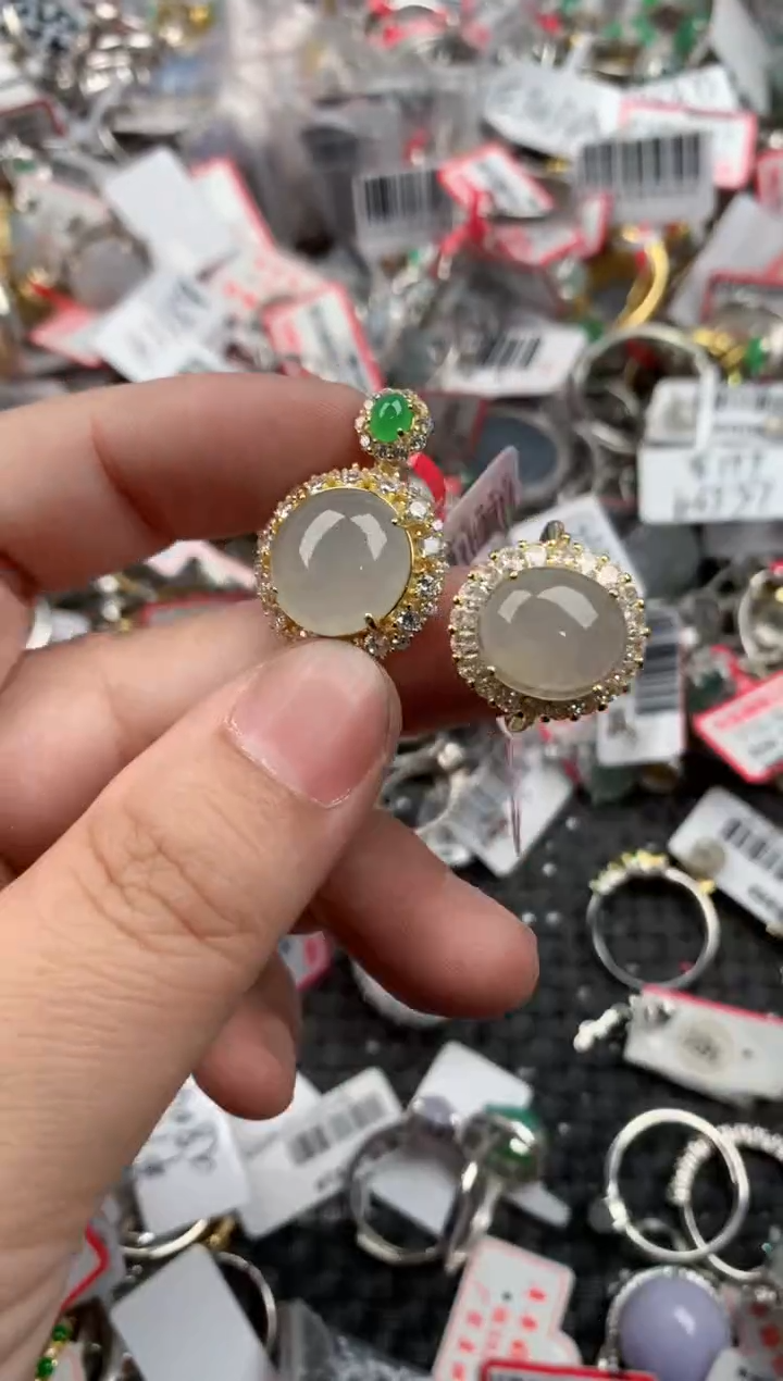 银S925镶嵌戒指翡翠999   6