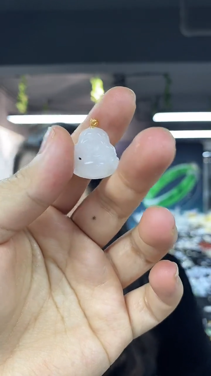 吊坠(不含链)18K金镶嵌和田玉多样性发其一颜色微差