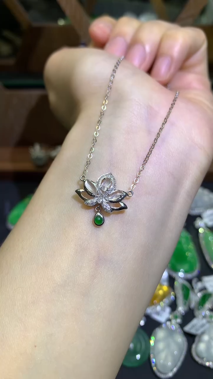 翡翠18K金镶嵌吊坠(不含链)吊坠