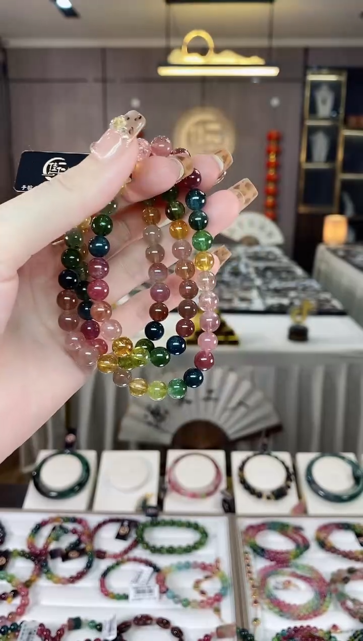 【闪购商品】碧玺三圈手串7mm+未镶嵌一物一证dan