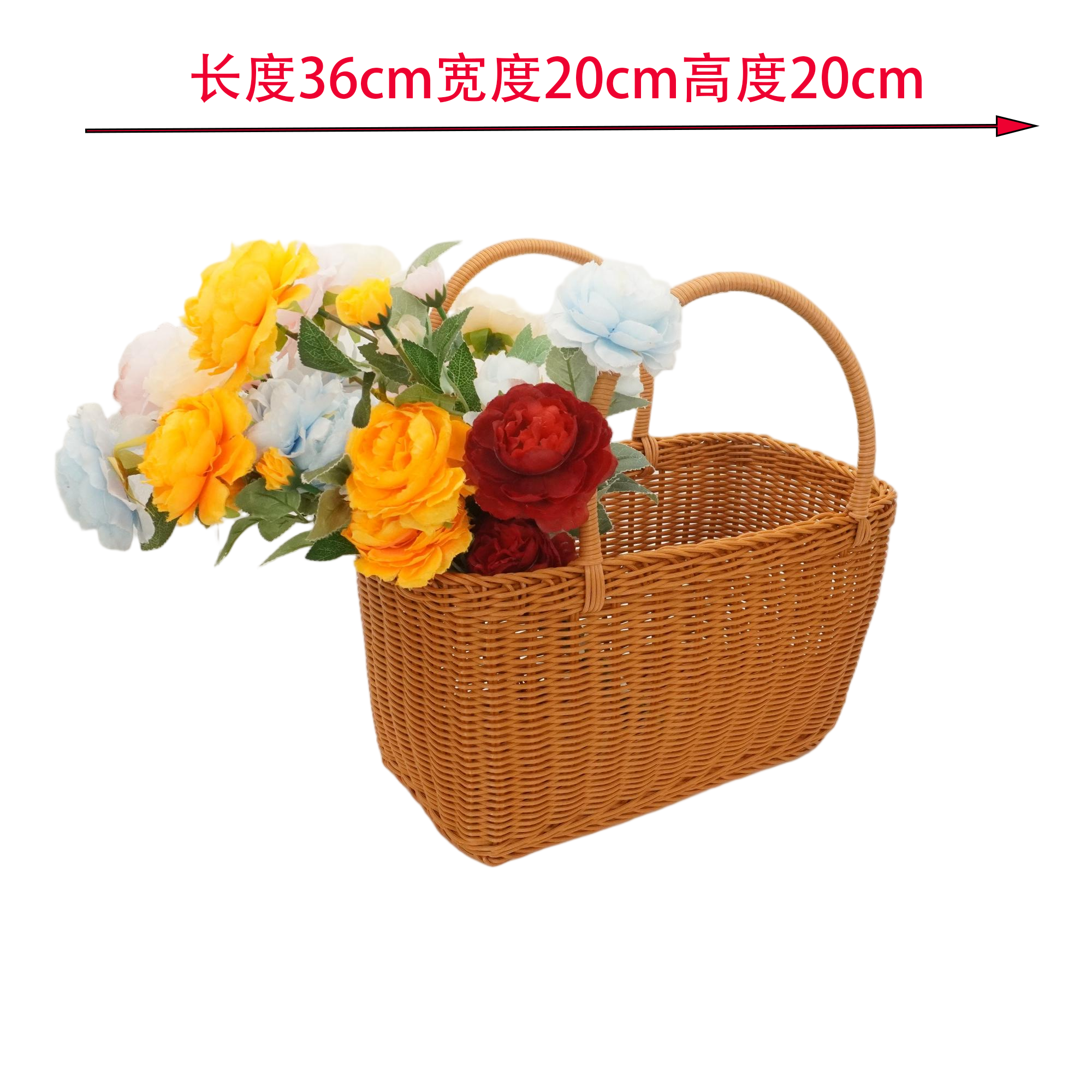 纯手工编织篮子仿藤编买菜购物篮户外野餐篮方便耐用家用手提篮