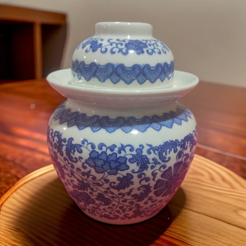 景德镇陶瓷青花缠枝4斤泡菜坛208