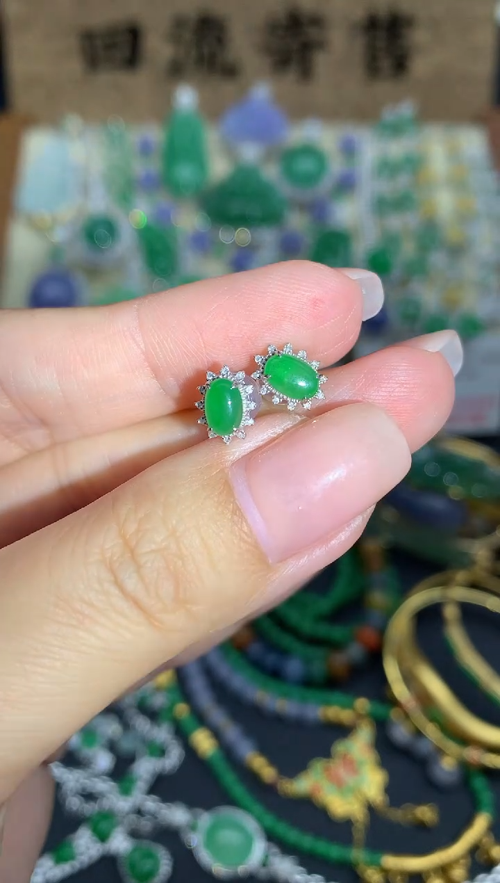 【闪购商品】翡翠耳饰18K金镶嵌526-中国好珍宝