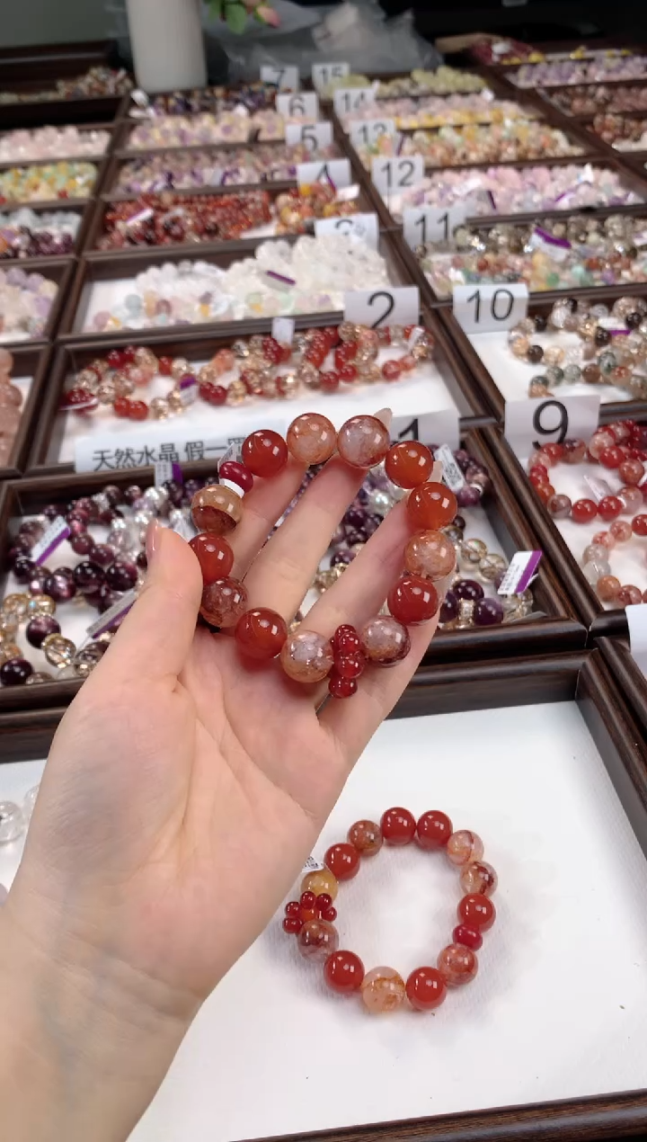 未镶嵌手串水晶红胶花红玛瑙环