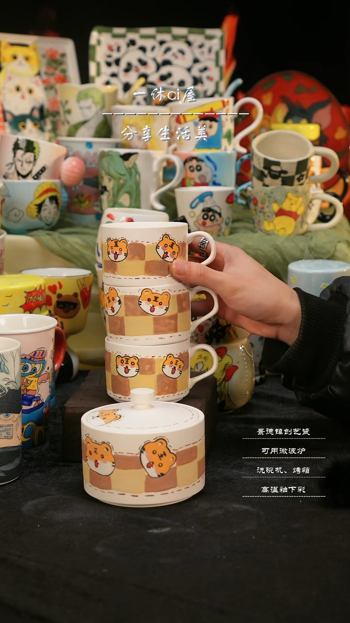 【闪购商品】摆件亲工手绘陶瓷-套组