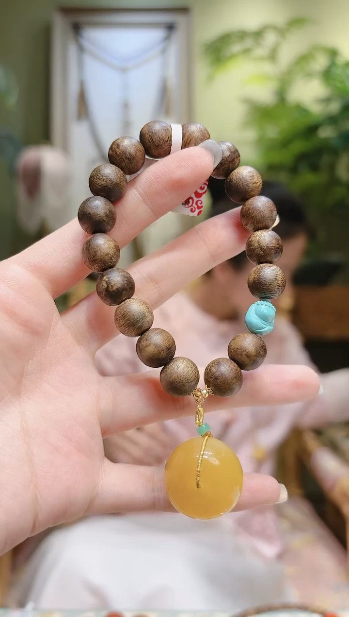 【闪购商品】沉香手串蜜蜡平安扣沉香手串