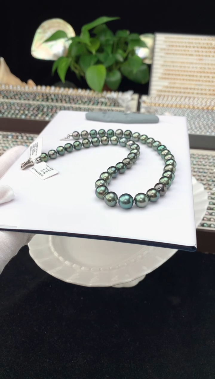 【闪购商品】海水珍珠颈饰银S925镶嵌海水大溪地珍珠项链8-11mm