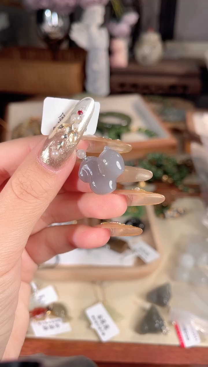 吊坠(不含链)银S925镶嵌和田玉多样性发其一孤品默认微瑕