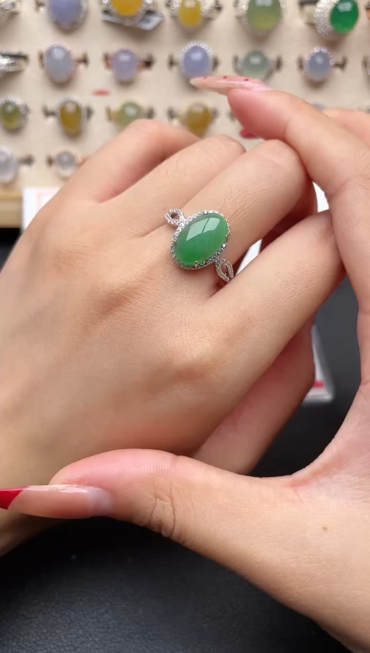 【闪购商品】翡翠戒指银S925镶嵌一物一证一礼盒