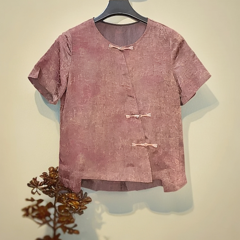 8005-彩龟-短袖常规薄款上衣唐装小衫新中式女士短款