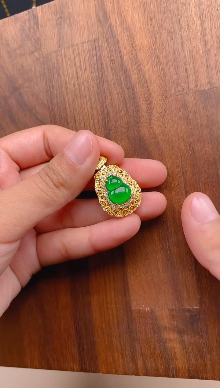 【闪购商品】翡翠吊坠(不含链)银S925镶嵌葫芦吊坠