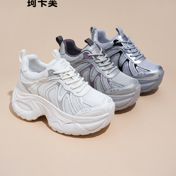 KEKAFU/珂卡芙【隐形增高9CM】2025冬季新款百搭厚底轻便老爹鞋女