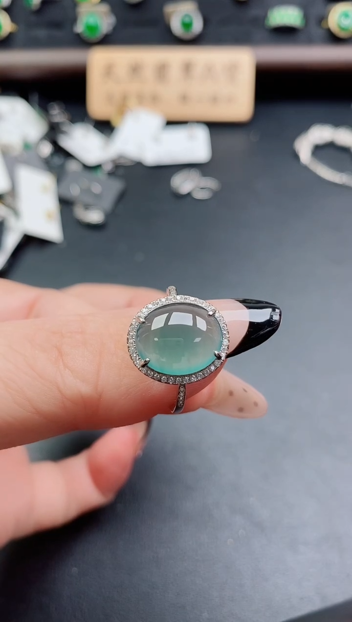 银S925镶嵌戒指翡翠1
