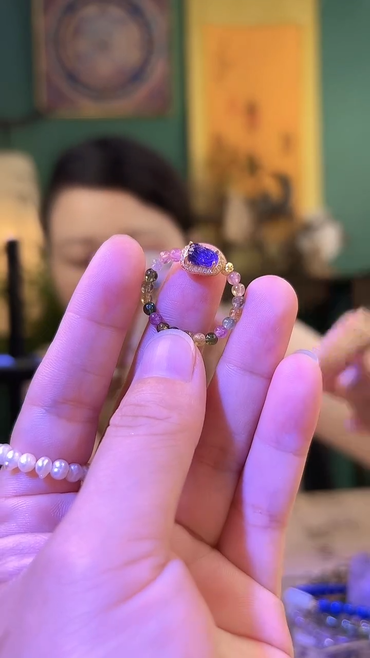 碧玺戒指银S925镶嵌碧玺紫水晶貔貅戒指