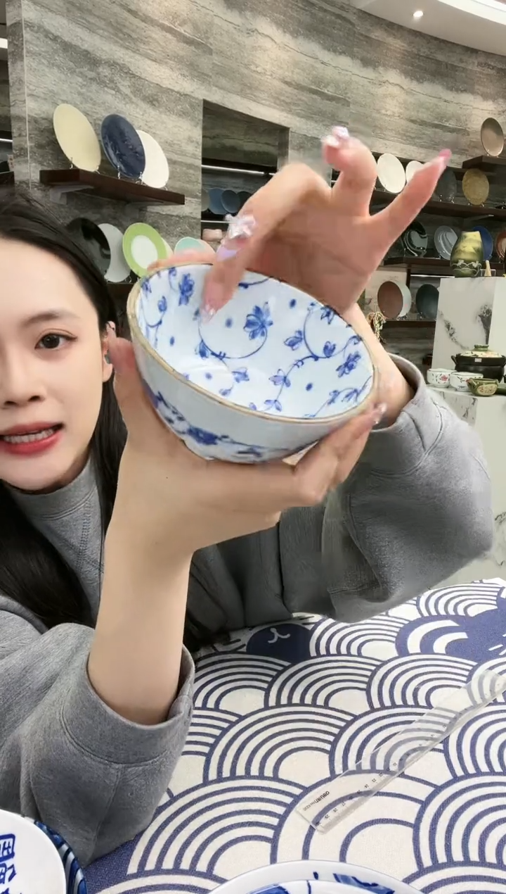 瓷蔓唐草12cm口径米饭碗两只