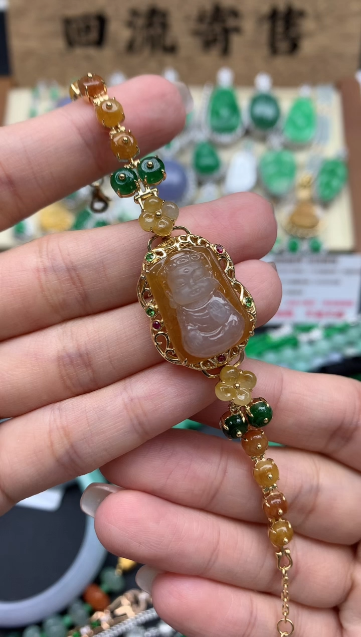 【闪购商品】翡翠手串18K金镶嵌288-中国好珍宝