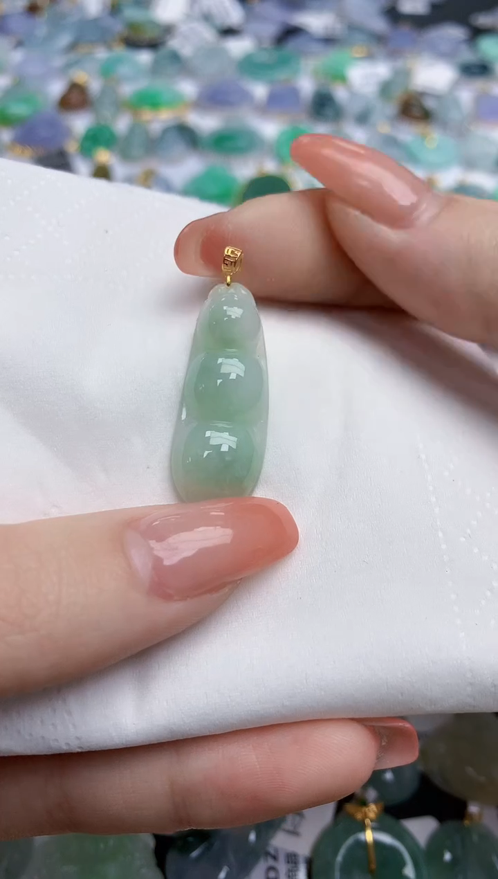 【闪购商品】翡翠颈饰18K金镶嵌天然缅甸翡翠A货