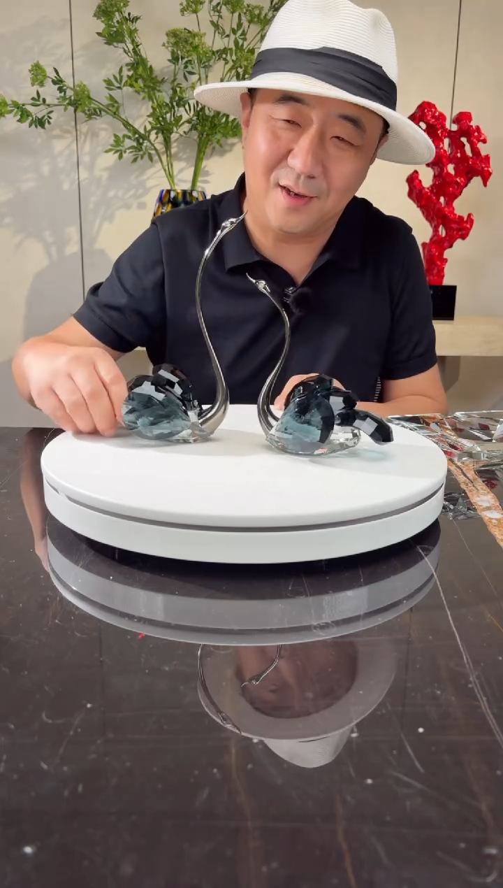 摆件CS0103050墨兰水晶天鹅一对