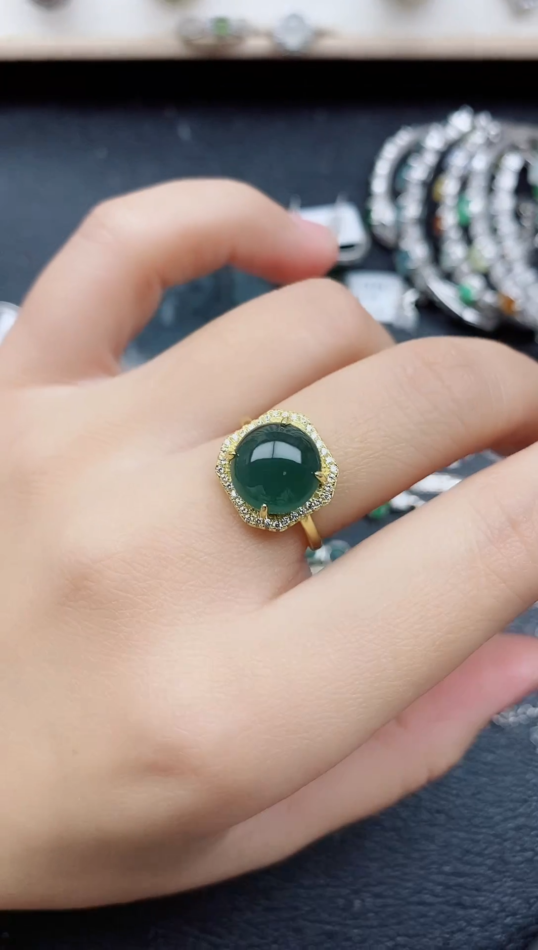 【闪购商品】翡翠戒指银S925镶嵌1111