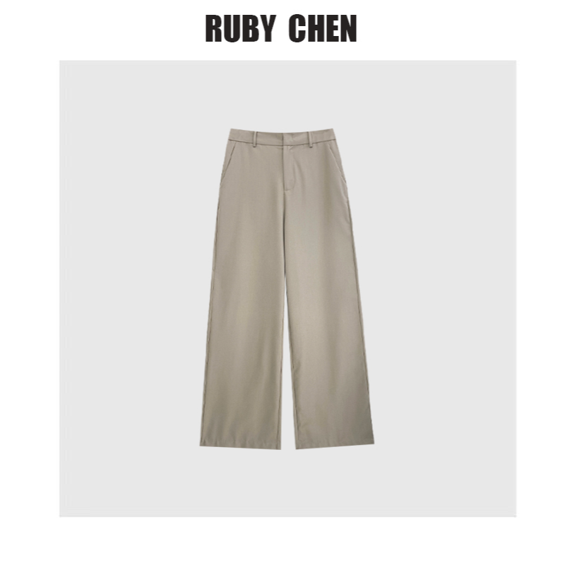 秋季精仿羊毛细斜纹直筒阔腿裤高腰拖地休闲长裤