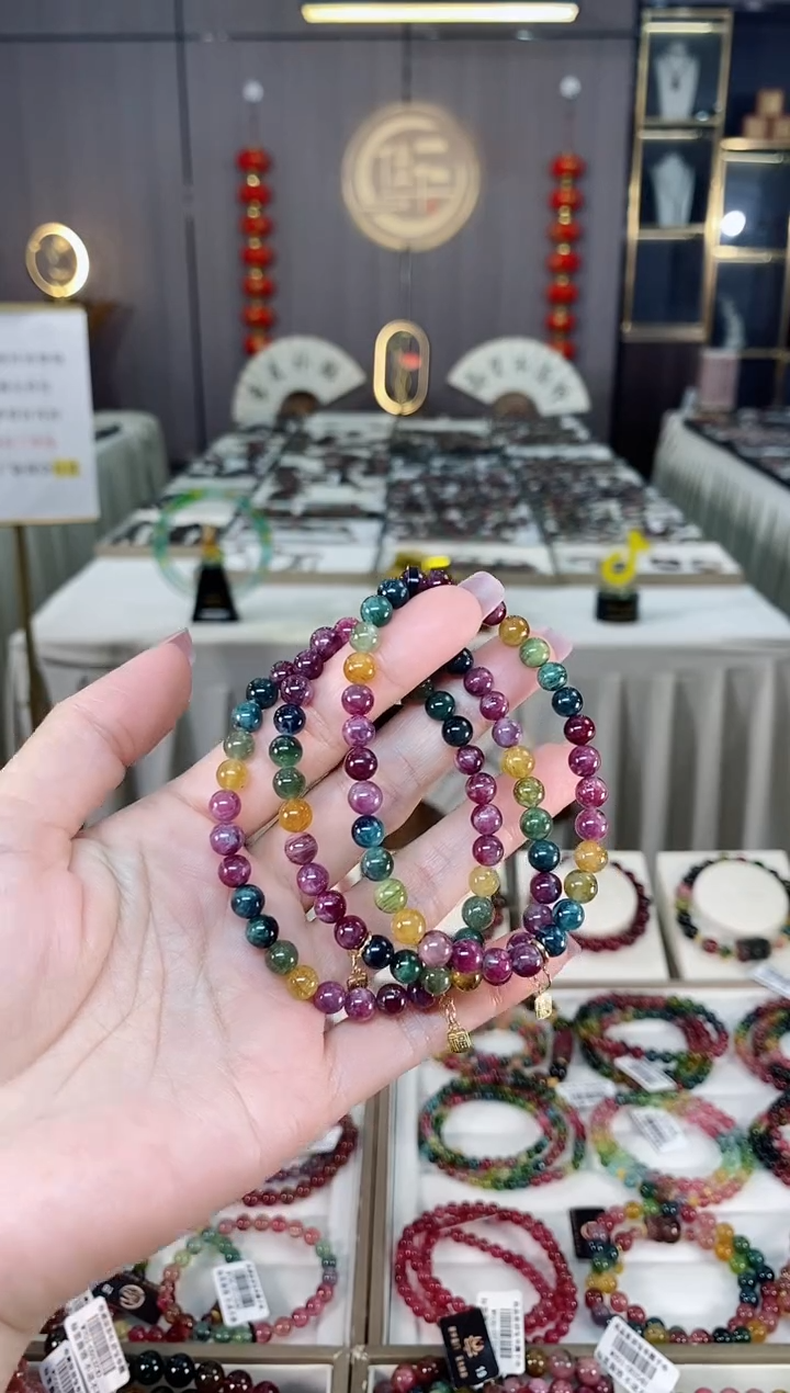 未镶嵌老矿碧玺单圈手串6mm+碧玺hon多样性发货一条