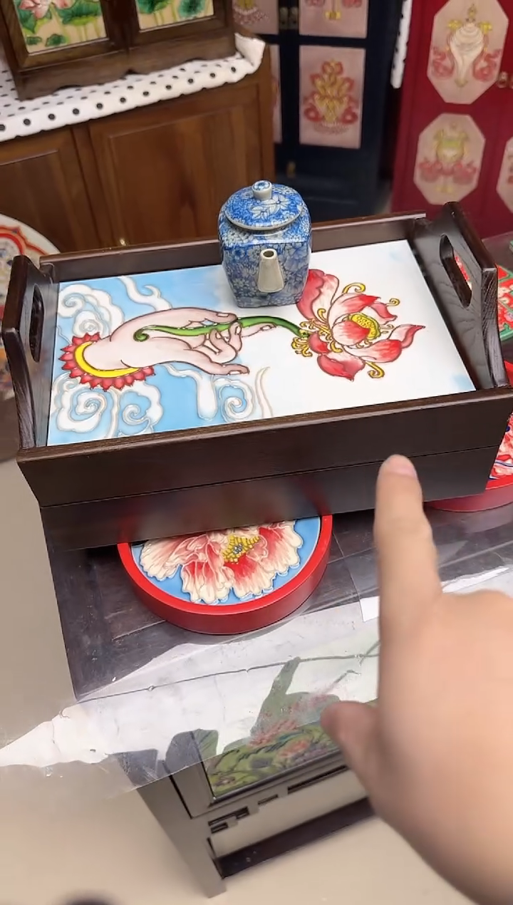 陶瓷   双耳抽屉盒  