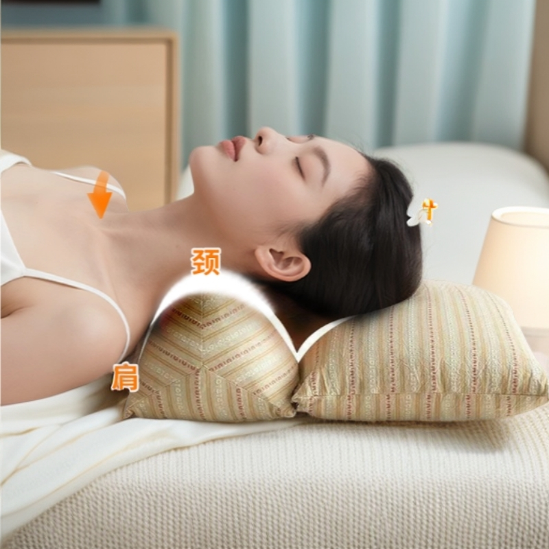 枕头荞麦壳三角连体枕家用护颈椎助睡眠牵引枕成人可拆卸组合枕芯