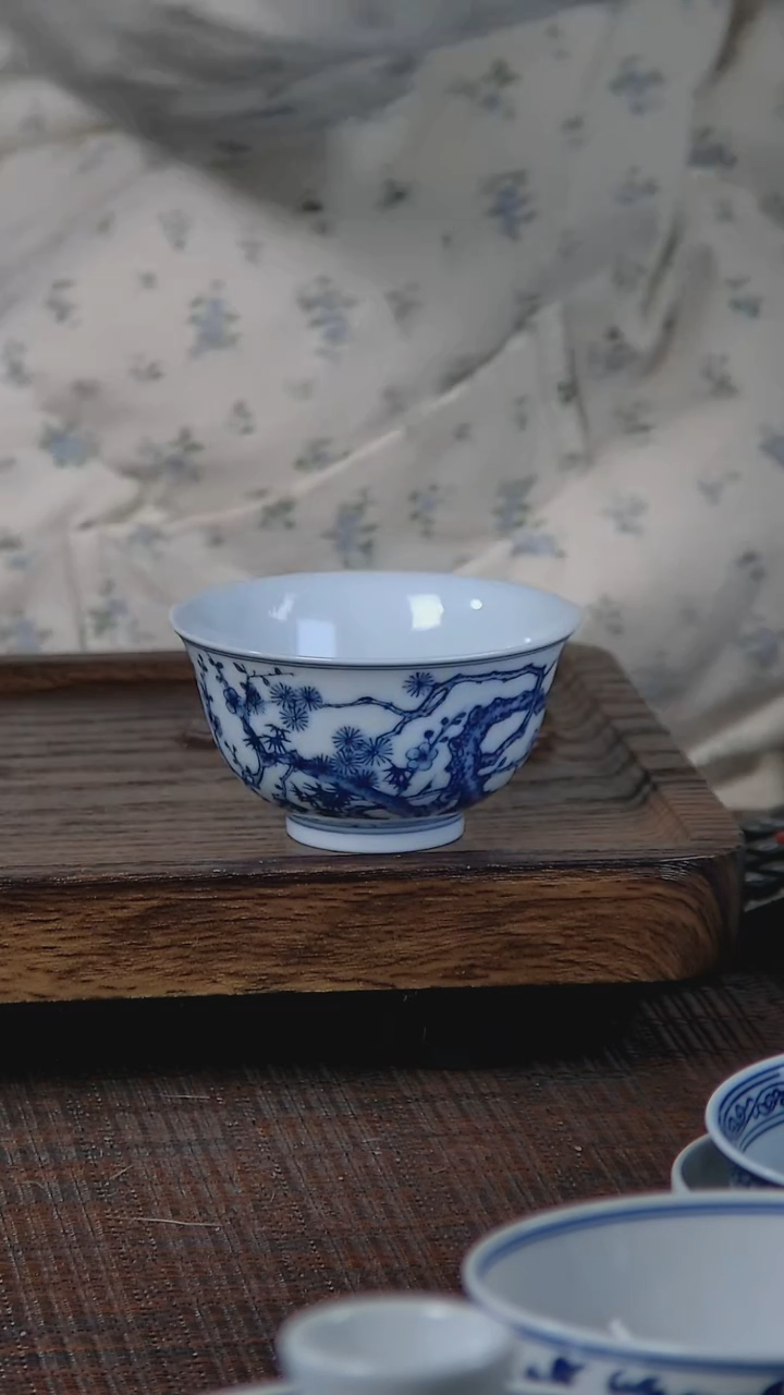 【闪购商品】折葵非器手工手绘岁寒三友撇口杯