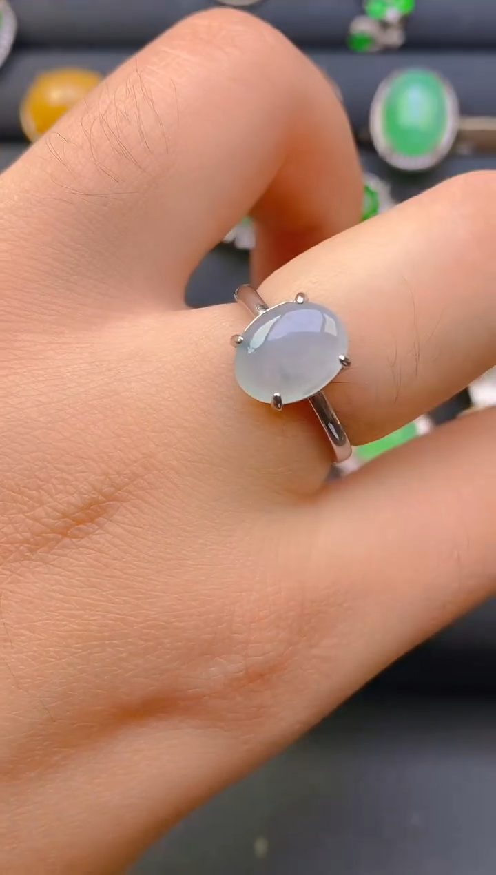 【闪购商品】翡翠戒指银S925镶嵌天然A货翡翠1