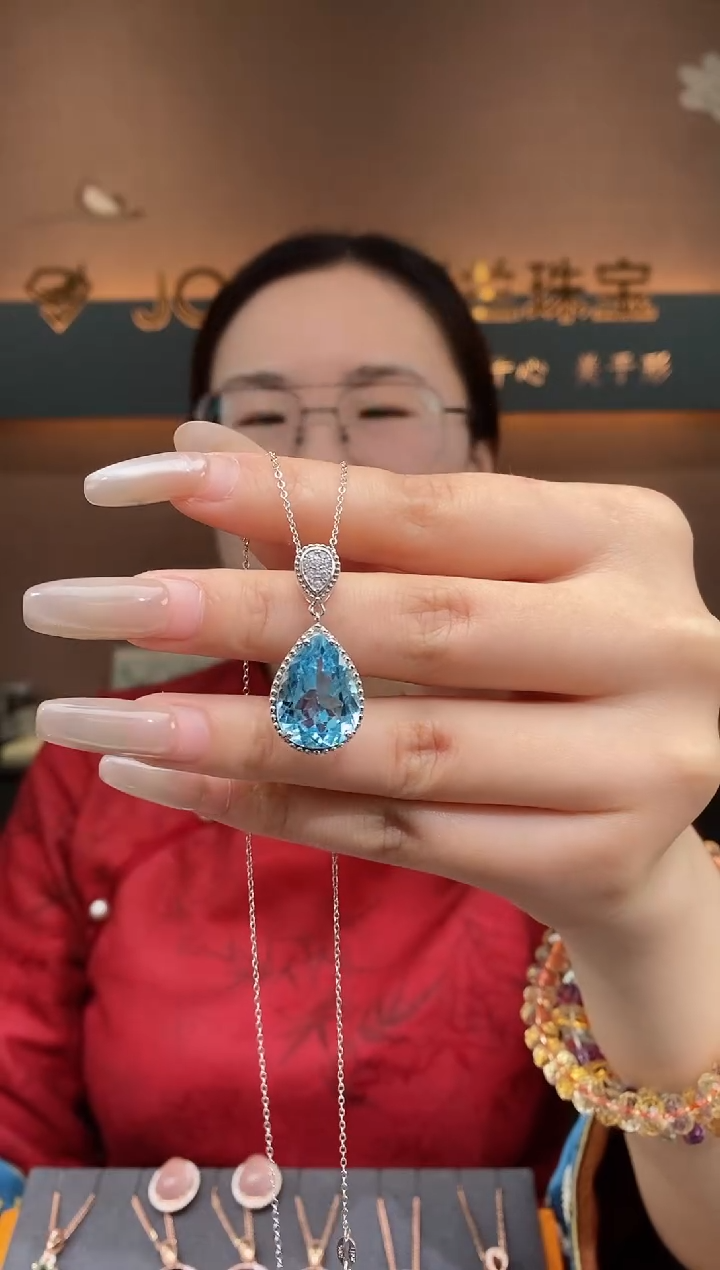 【闪购商品】托帕石吊坠银S925镶嵌托帕石吊坠