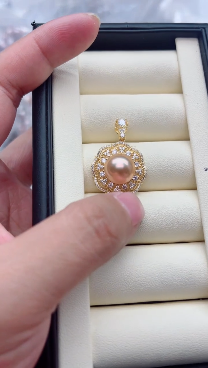 吊坠(不含链)银S925镶嵌淡水珍珠，非无暇