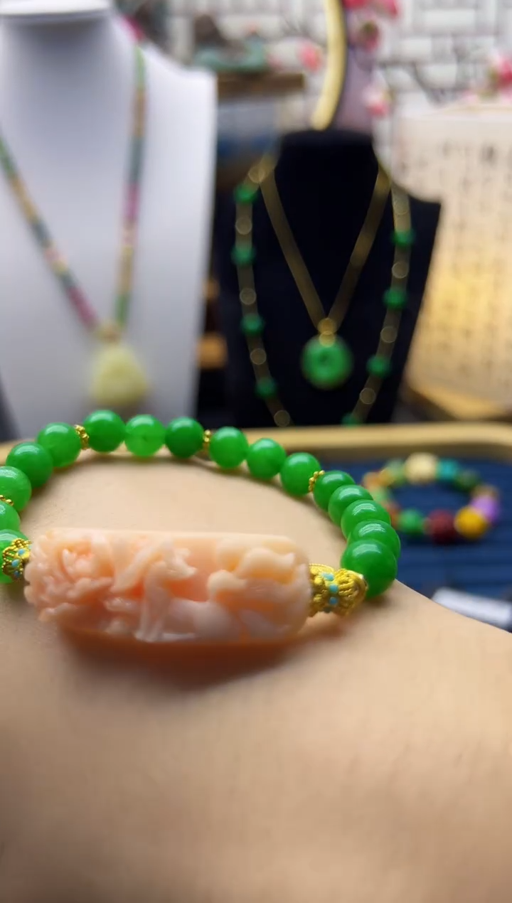 【闪购商品】翡翠手链14K金镶嵌S68
