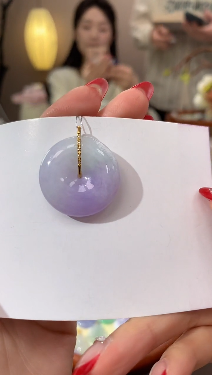 【闪购商品】翡翠颈饰18K金镶嵌天然缅甸a货翡翠