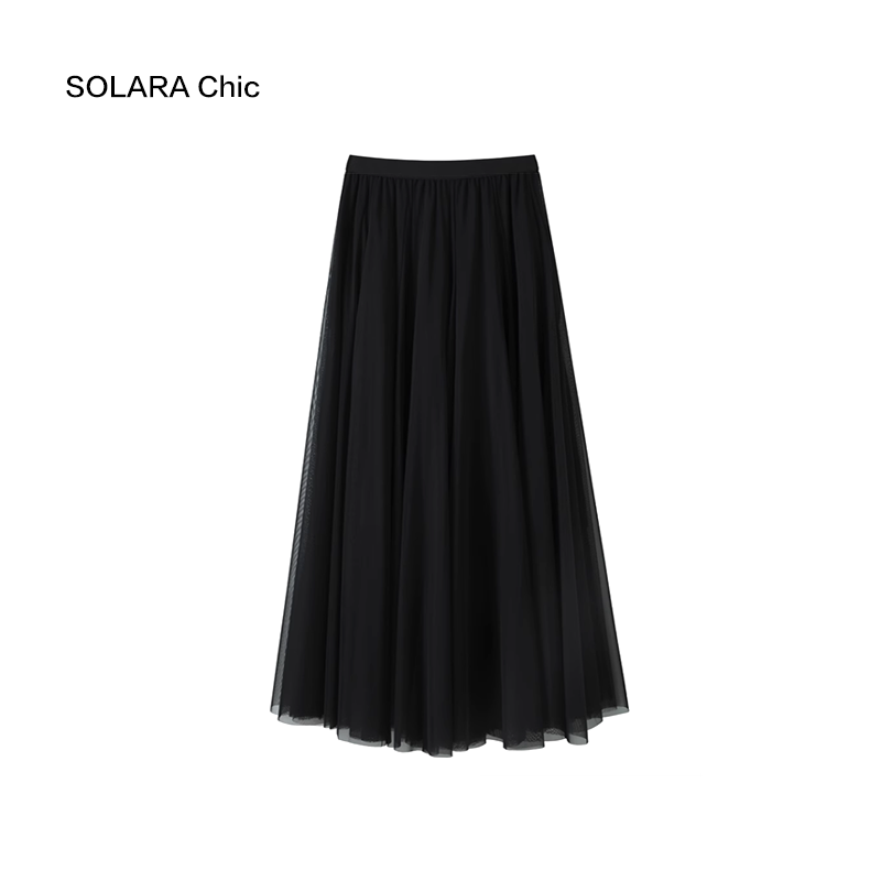 SOLARA Chic重磅高腰衣服显瘦A字长裙
